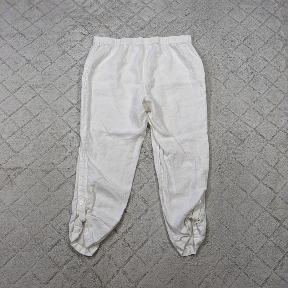 J. Jill Pants Women's XL White Linen Pure Pull On Rolled Cuffs High Rise Stretch - Picture 4 of 8